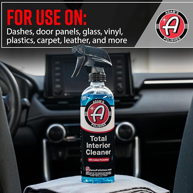 Adam's Polishes Interior Cleaner & Protectant (16oz) (2-Pack), Quick Detailer & SiO2 Protection, Ceramic Infused UV Protection, Anti-Static, For Leather, Vinyl, Plastics, Glass