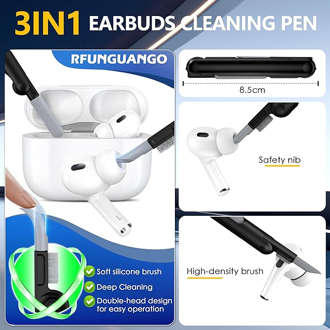RFUNGUANGO for AirPods Pro 2 Case, Compatible with Airpods Pro Case 2nd / 1st Generation, Compatible with MagSafe, with Cleaning Kit and Keychain, Visible LED, Yellow