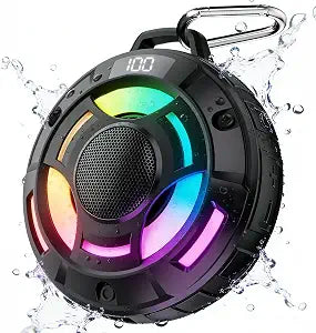 BassBloom Room 1 Shower Bluetooth Speaker, IPX7 Waterproof, Black