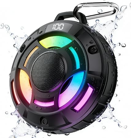 BassBloom Room 1 Shower Bluetooth Speaker, IPX7 Waterproof, Black