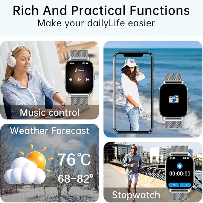 Smart Watch for Men Women Fitness: Waterproof Make Answer Call Digital Mens Watches Pedometer Smartwatch for Android Phone iPhone Samsung Compatible SpO2 Sleep Heart Rate Monitor Running Step Tracker