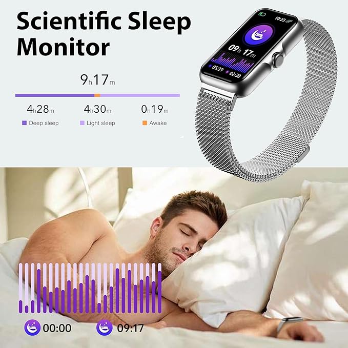Fitness Tracker with 24/7 Continuous Heart Rate, Blood Oxygen Monitor, Smart Watch with Sleep Monitor, IP68 Waterproof Activity Tracker Step Counter for Women Men (Silver)