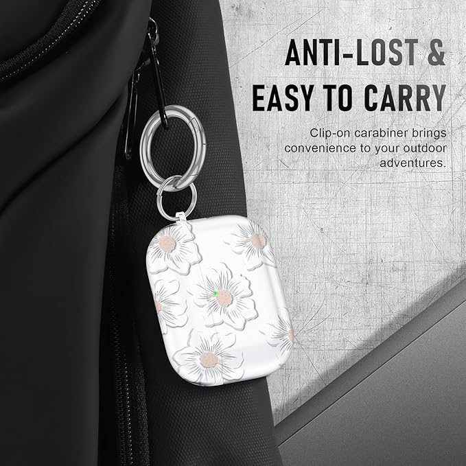 for AirPods Pro 3 Case (2025) with Cleaner Kit, Cute Soft Silicone Cover Compatible AirPods Pro 3rd Genera case with Keychain for Women Men with Keychain for Airpod Pro case(2025)White Trumpet Flower