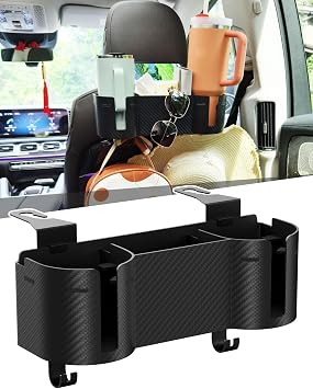 Car Headrest Backseat Cup Holder 3.7", Seat Back Organizer with Hooks