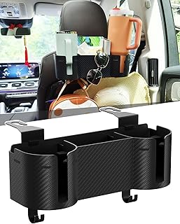 Car Headrest Backseat Cup Holder 3.7", Seat Back Organizer with Hooks