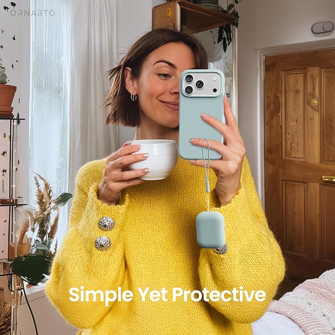ORNARTO Compatible with AirPods Pro 3 Case 2025, Full Protective Hybrid Silicone for AirPods Pro 3rd Generation Case, Front LED Visible Skin Cover-Mint Green