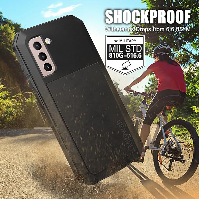 Mitywah Case Designed for Samsung Galaxy S21 Plus, Military Grade Heavy Duty Shockproof Drop Proof Dirtproof Rugged Aluminum Metal Tough Cases Cover for Galaxy S21 Plus 6.7 inch-Black