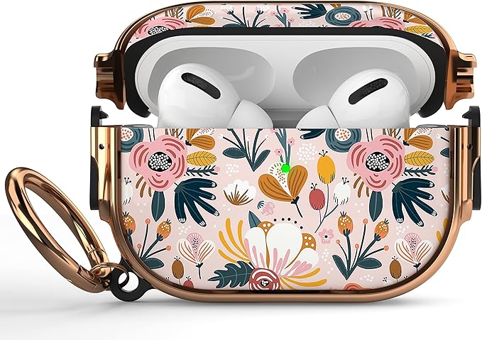 Maxjoy for AirPods Pro 2nd/1st Generation Case with Lock, Flower AirPods Pro 2 Case Lock Protective Hard Cute AirPod Pro Cover for Women Men with Keychain for Airpod Pro (2023/2022/2019)
