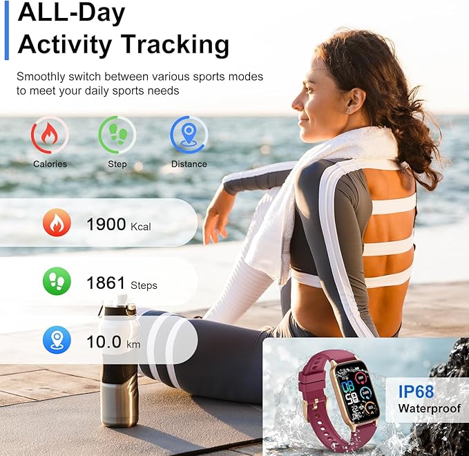 Smart Watch for Women Men, 1.57" Smartwatch (Answer/Make Call), 2025 NEW Fitness Tracker with 110 Sport Modes, Heart Rate/Sleep Monitor/Pedometer, IP68 Waterproof, Fitness Watch for Android iOS
