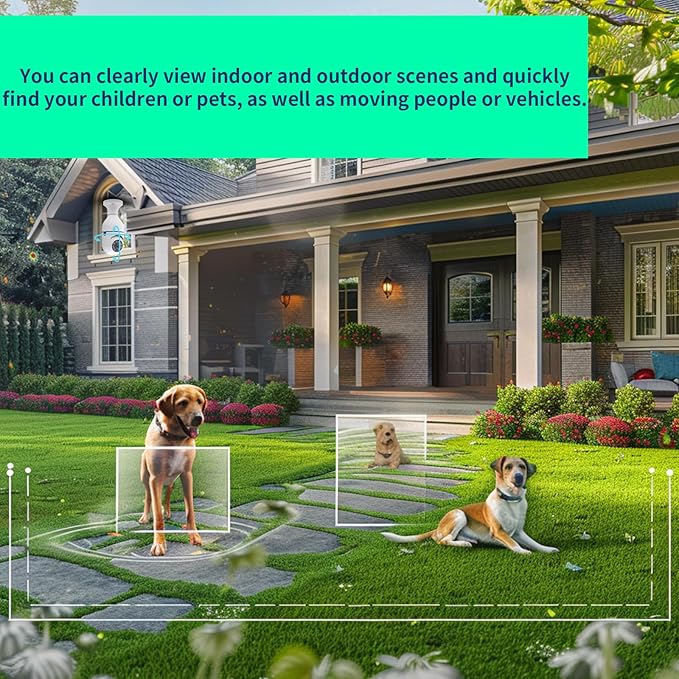 Security Camera, 2K/3MP Outdoor Camera 2.4G Hz E27 Camera for Home Security, 24/7 Recording, Motion Detection and Alarm (A)