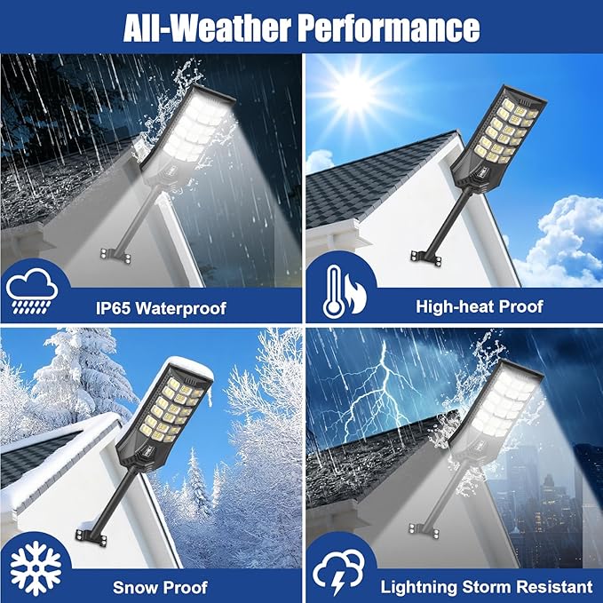 Solar Street Lights Outdoor Waterproof IP65, 3000K/4500K/6500K Solar Floodlight Dusk to Dawn with Motion Sensor and Remote, Solars Security Lights for Outside Yard, Garden (2 Pack)