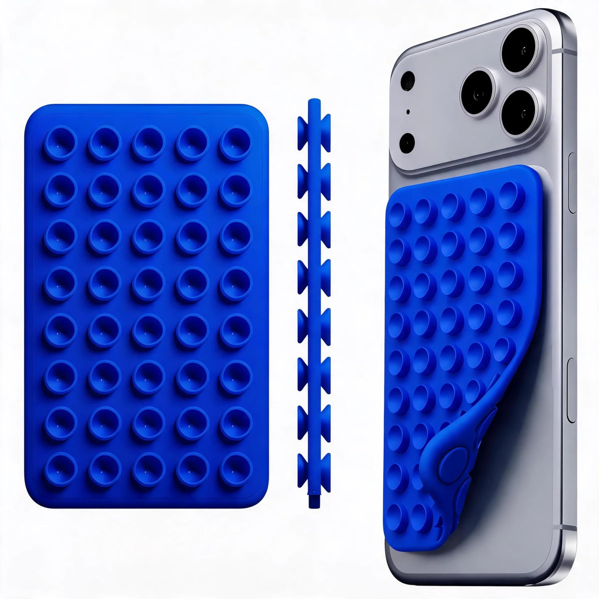 Silicone Double-Sided Suction Phone Case Detachable Mount, Octoobuddyy Sticky Phone Grip Hands-Free Accessories for Selfies & Videos for TikTok Influencers Trending Items for iPhone & Android（Blue）