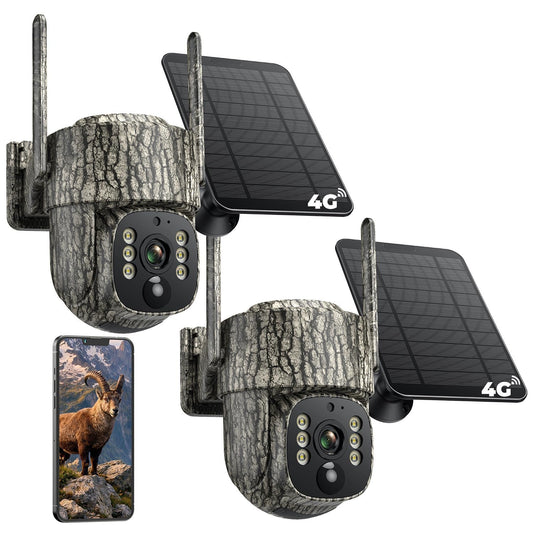 4G LTE Cellular Trail Camera 2 Pack, Human Auto Tracking with 2,5K HD Live