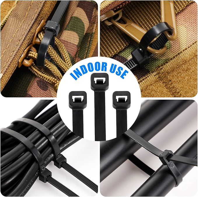 3000 Pieces Cable Zip Ties Bulk Heavy Duty Cable Ties Nylon Tie Wraps Self Locking Wire Ties for Plants Gardening Farming Grid Wall Fence Indoor and Outdoor(Black, 8" (27lb))