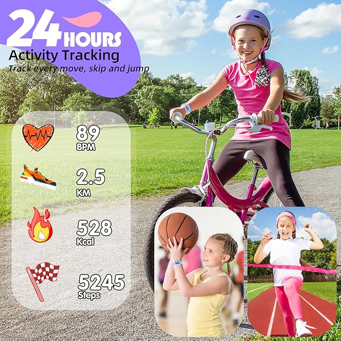 Fitness Tracker Watch for Kids, IP68 Waterproof Kids Smart Watch with 1.5" DIY Dials 19 Sport Modes, Pedometers, Heart Rate, Sleep Monitor, Great Gift for Boys Girls Teens 6-14