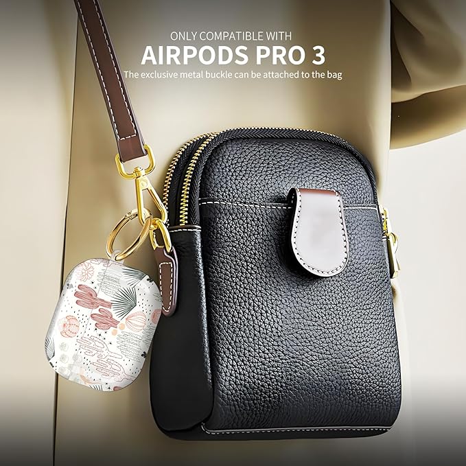 Compatible with AirPod Pro 3 (2025),Cute Case Cover for Women & Men, Full Protection Shockproof Hard Case with Keychain, Wireless Charging Case Accessories(Abstract Cactus Plant)