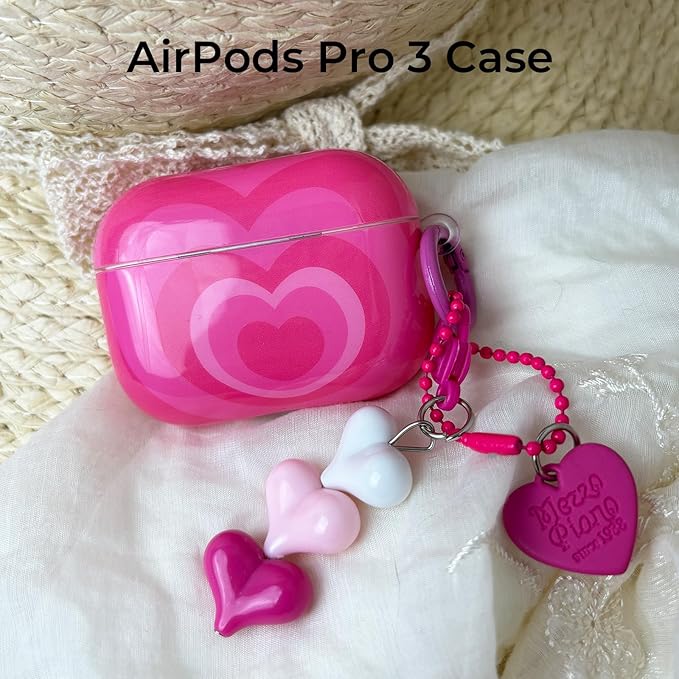 Compatible with Airpods 4 Case 2025 with Lock Clear Cases,Soft TPU Cover for Airpods 4 Case for Air pod Pro 2 Cover with Keychain for Airpods 4 Gen for Women Girls(Y2K Heart)