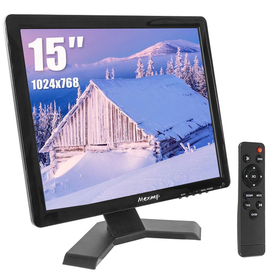 15" TFT LCD Monitor for CCTV & Home Security | 1024x768 4:3 Color Screen | HDMI/VGA/AV/BNC/MIC/USB Inputs | Remote Control Included | Dual Built-in Speakers