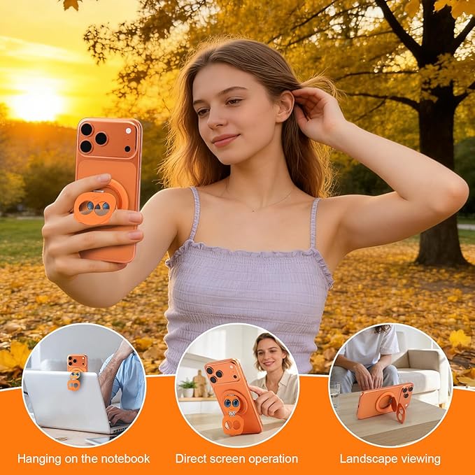 Magnetic Phone Ring for MagSafe Grip with 360° Rotation & Strong Magnet Phone Ring Holder Grip– Universal Compatible with iPhone 17/16/15/14/13 Pro Max Mag Safe Accessories Android