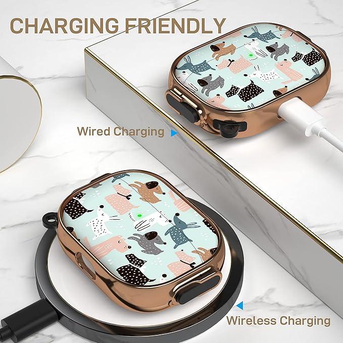 Maxjoy for AirPods Pro 2nd/1st Generation Case with Lock, Cute AirPods Pro 2 Case Lock Protective Hard AirPod Pro Cover for Women Men with Keychain for Airpod Pro (2023/2022/2019), Dog