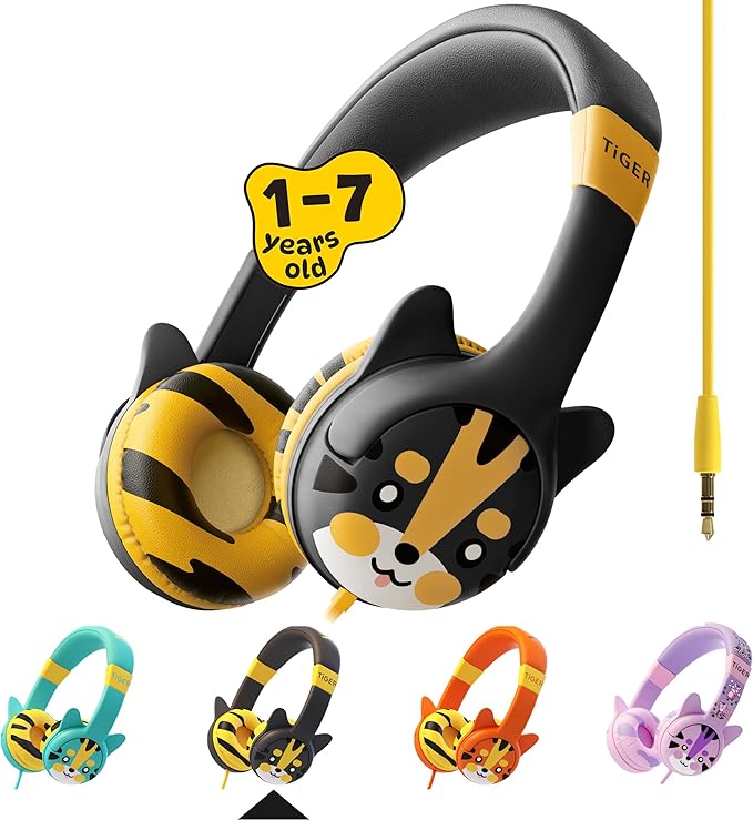 Kidrox Wired Toddler Headphones for 1-7 Years Old — 85dB Volume Limited Baby Headphones for Plane and Car Travel — Children Headset for Airplane, iPad and Tablet, Kids Headphone with Cord for Children