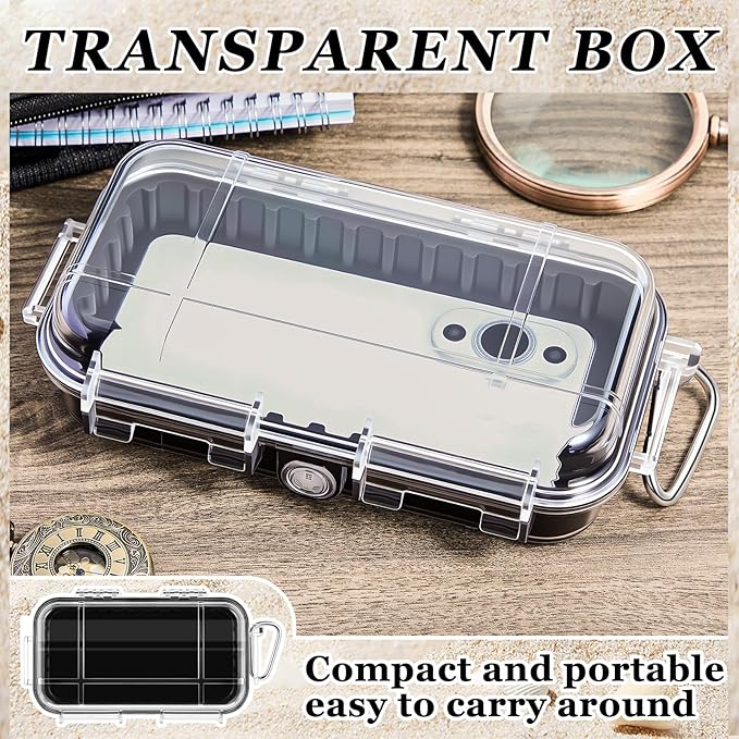 Waterproof Dry Box Clear Waterproof Storage Case with Clip Outdoor Sports Survival Equipment Shockproof Dustproof Sealed Field Box for Phone Camera Key Kayak Camping Fishing Hiking Boat