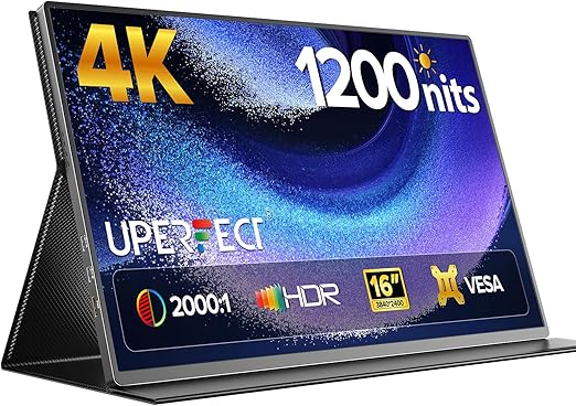 UPERFECT Portable Monitor 4K 16" 1200 Nits, 145% sRGB Laptop Monitor