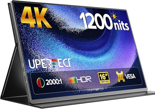 UPERFECT Portable Monitor 4K 16" 1200 Nits, 145% sRGB Laptop Monitor