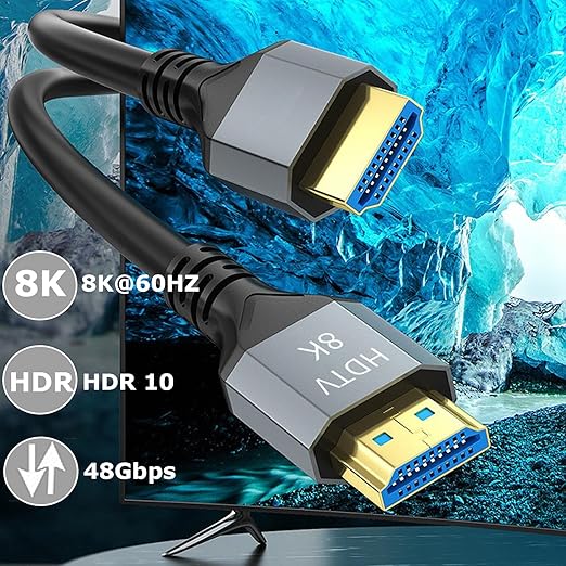 8K 10K 4K HDMI 2.1 Cable 6 FT 2-Pack, 48Gbps High Speed HDMI TV Computer Cable, Shielded HDMI Cable 8K@60Hz, 4K@120Hz, HDCP 2.2&2.3, HDR 10, VRR, eARC for PC/Laptop/TV/PS4/PS5 /Sound Bar/Roku TV/Xbox