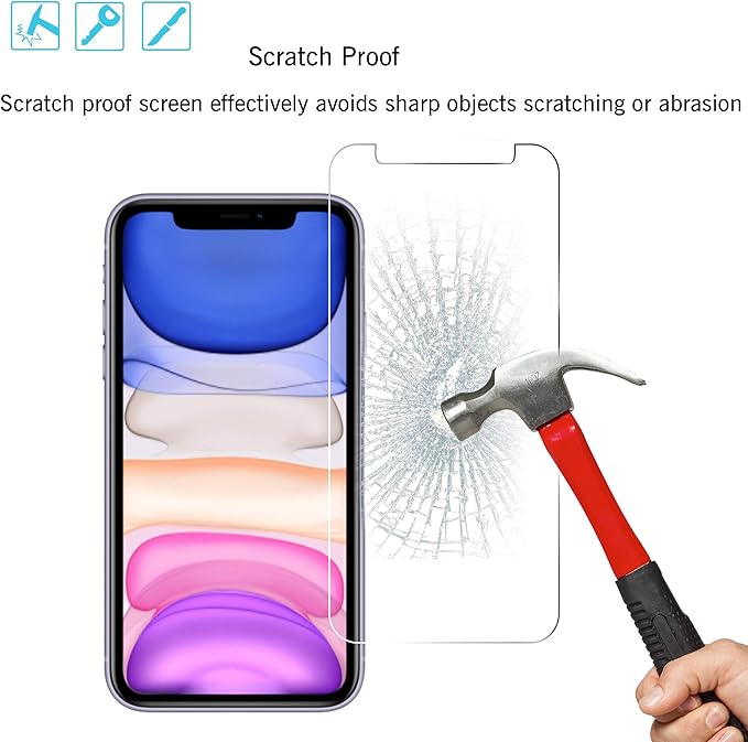 Ailun 2Pack Screen Protector Compatible for iPhone 11 [6.1 inch] + 2 Pack Camera Lens Protector,Tempered Glass Film, [9H Hardness] - HD