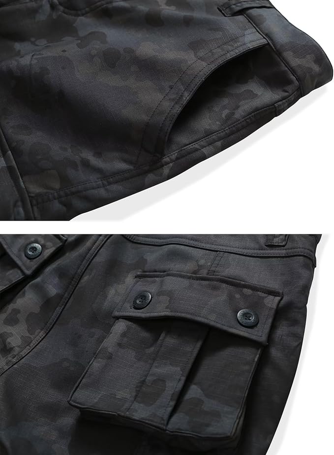 KOCTHOMY Men’s Fleece Lined Hiking Pants,Winter Outdoor Thermal Casual Work Cargo Pants with Multi Pockets, No Belt.