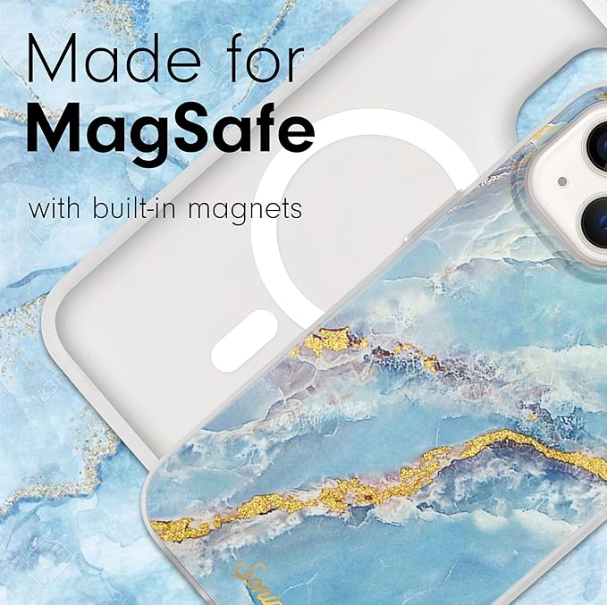Sonix Case for iPhone 15 Plus, iPhone 14 Plus | Compatible with MagSafe | 10ft Drop Tested | Ice Blue Marble