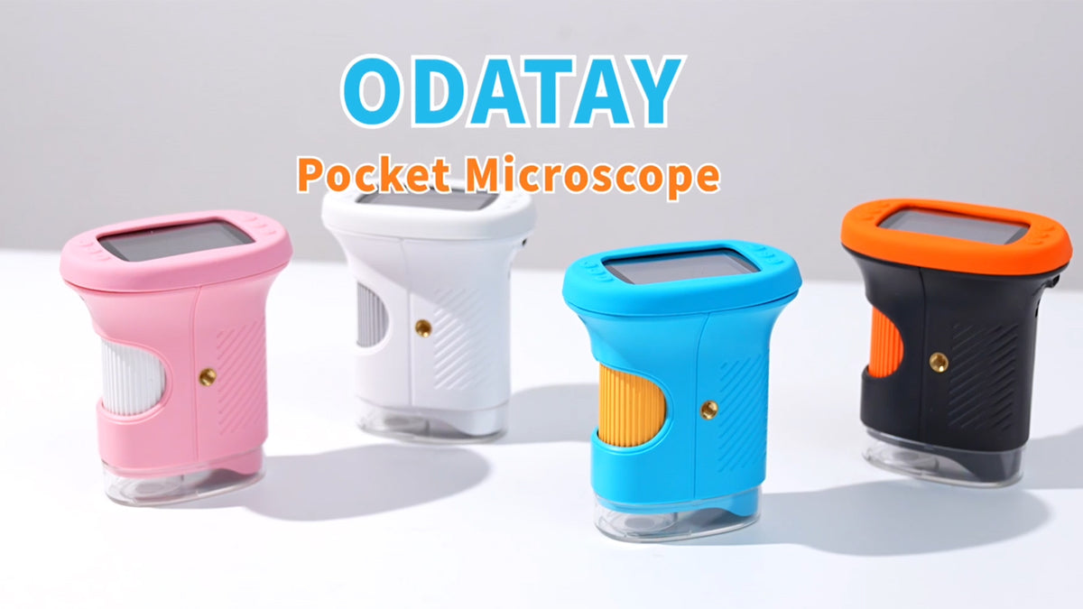 Odatay 2.4" 4K 1000X Digital Kids Microscope with 32G Card 12 Slides, White
