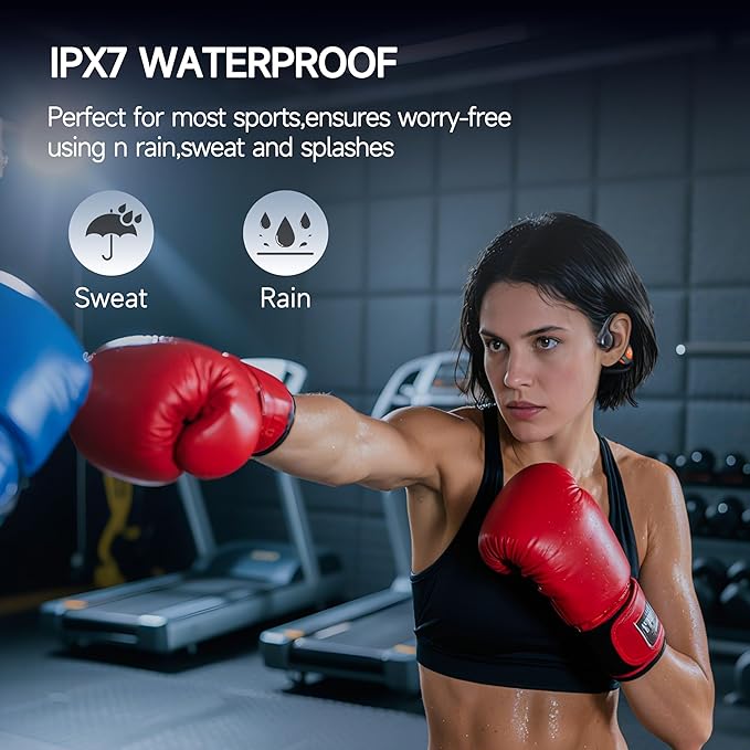 Open Ear Headphones,Bone Conduction Earphones Bluetooth 6.1 Wireless Air Conduction Headphones Sport Earbuds,IPX6 Waterproof,Clear Call,Lightweight Earphones for Running Cycling Workouts(Black)