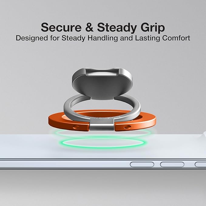AMAZINGthing [Titan PRO MagFlex Grip Removable Phone Grip & Kickstand, Dual-Magnetic Mount, MagSafe-Compatible for iPhone 17/16/15/14/13/12 and MagSafe Cases Orange
