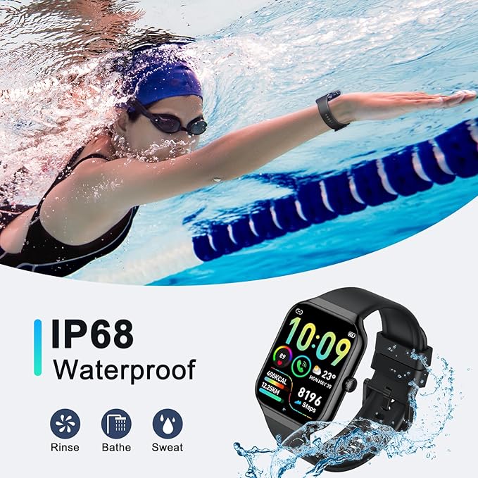 Smart Watch(Answer/Make Call), 1.96"HD Smartwatch for Men Women with Heart Rate/Sleep Monitor/Pedometer, 2025 New Activity Fitness Watch 113+ Sport Modes, IP68 Waterproof Running Watch for Android iOS