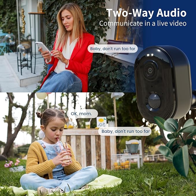 Security Cameras Wireless Outdoor, Battery Powered 2k Color Night Vision, AI Motion Detection,IP66 Weatherproof, 2-Way Talk, SD/Cloud Storage,Cameras for Home Security-4 Pack