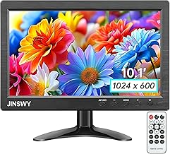 10.1" Security Monitor, 1024x600 HD Display, HDMI VGA BNC AV USB Ports, Small Monitor with Built-in Speakers & Remote Control, for CCTV Surveillance, DVR, PC, Raspberry Pi - Image 1