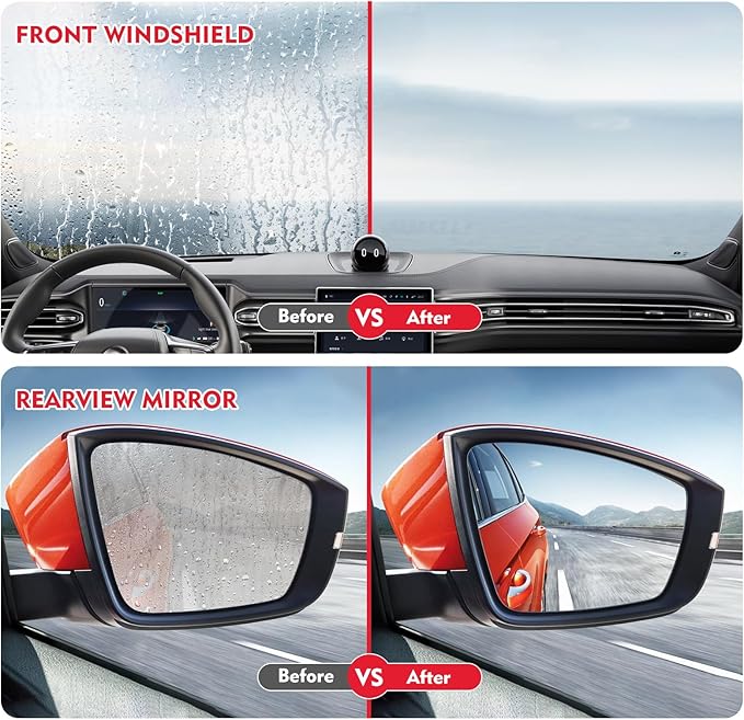 Automotive Oil Film Cleaning Brush with Reusable Foam Sprayer, Upgraded Antifog Glass Cleaning Board, Glass Oil Film Remover for Car Windows & Windshields,Versatile Car Glass Cleaner Brush (2Pack_Red)