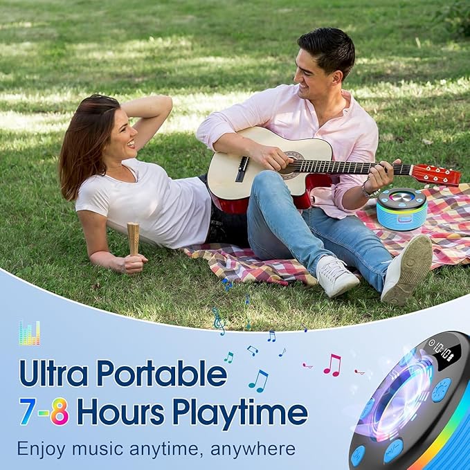 OYIB Bluetooth Shower Speaker, Portable Bluetooth Speaker 360° HD Sound, RGB Lights, IPX7 Waterproof Wireless Speaker with Suction Cup and Mic, Shower Radio for Party/Outdoor/Travel/Gifts/Blue