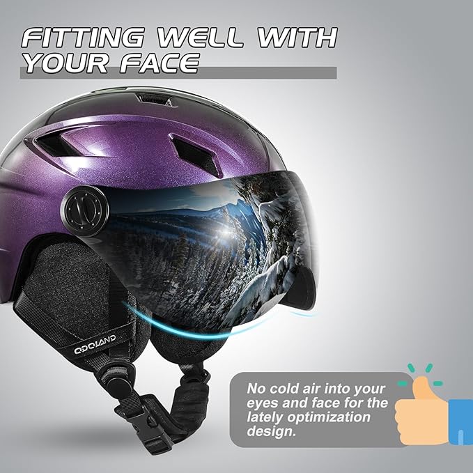 Odoland Ski Helmet with 2-in-1 Visor Goggles, Light Weight Snowboard Helmet for Men Women, Snow Sport Helmets for Skiing, Skating, Snowboarding