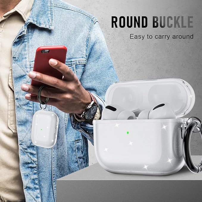 for AirPods Pro 3 Case (2025) with Cleaner Kit, Cute Soft Silicone Cover Compatible AirPods Pro 3rd Genera case with Keychain for Women Men with Keychain for Airpod Pro case(2025)-Glitter