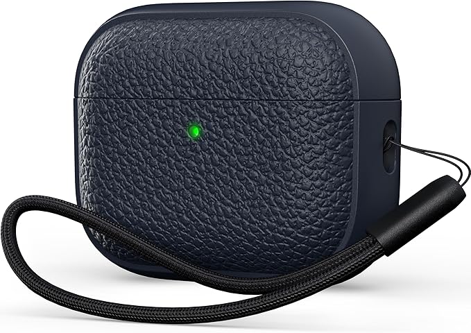 R-fun for AirPods Pro 3 Case 2025, Soft TPU (Leather-Like Design) Drop Protection Cover for Men and Women with Lanyard and Cleaner Kit, Compatible with Apple AirPods Pro 3rd Generation-Blue