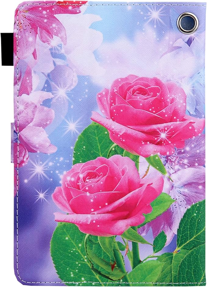 Dteck for Fire Max 11 (13th Generation) PU Leather Tablet Case - Protective Fold Stand with Auto Sleep Wake, Adjustable Angles, 4 Card Slots, Slim Folio Book Case, Pink Rose