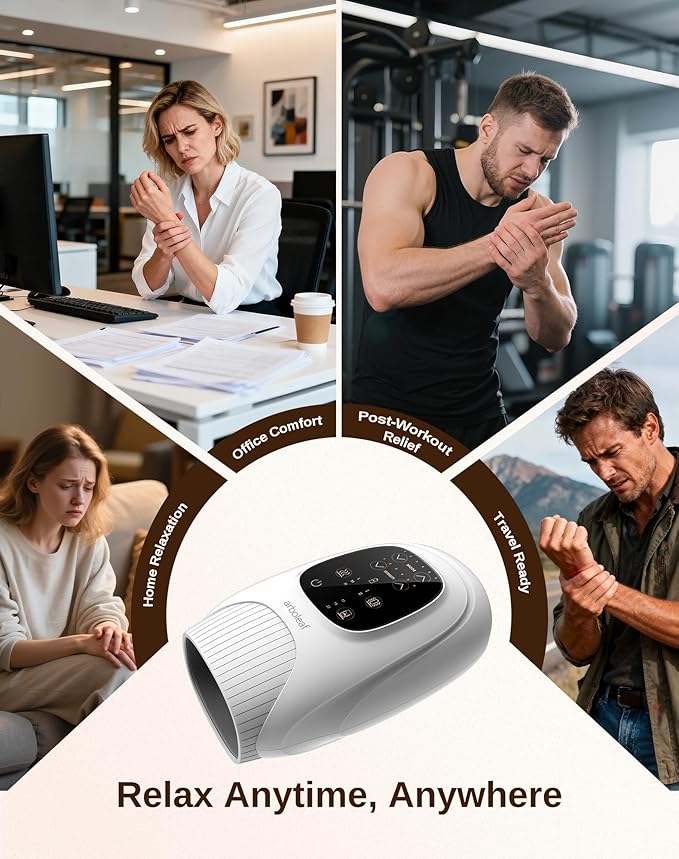 arboleaf Hand Massager with Heat and Compression, Gifts for Women Men Mom Dad, 6 Modes and 3 Heating Options, Cordless & Powerful Hand Massager for Finger, Wrist, Palmand Lower Forearm