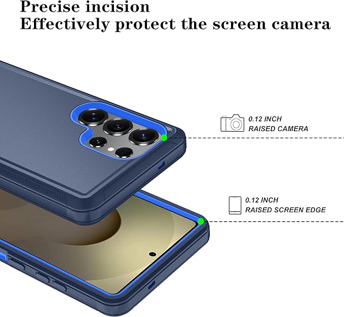 ONOLA Phone Case for Samsung Galaxy S25 Ultra Case with HD Screen Protector, Heavy Duty Shockproof & Dropproof 3-Layer Cover Phone Case for Galaxy S25 Ultra 6.9''，DarkBlue