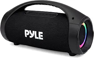 Pyle Portable Bluetooth Boombox Speaker - 100W Peak Power, 19H Battery, FM Radio, USB Playback, Aux in, TWS Pairing - Use for Home, Outdoor, Travel - LED Lights - Sturdy Carry Handle - PBTPSPWP25BK