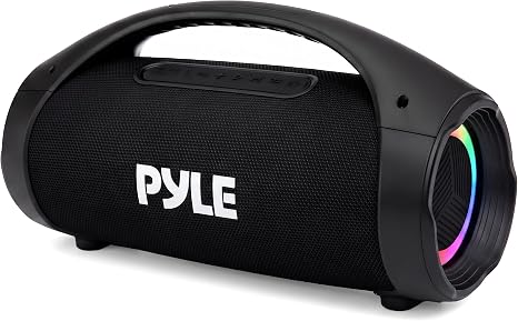 Pyle Portable Bluetooth Boombox Speaker - 100W Peak Power, 19H Battery, FM Radio, USB Playback, Aux in, TWS Pairing - Use for Home, Outdoor, Travel - LED Lights - Sturdy Carry Handle - PBTPSPWP25BK