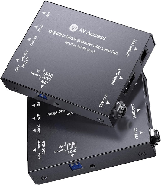 AV Access 4K60Hz HDMI Extender Over Cat6/7 Ethernet Balun 230ft 18Gbps