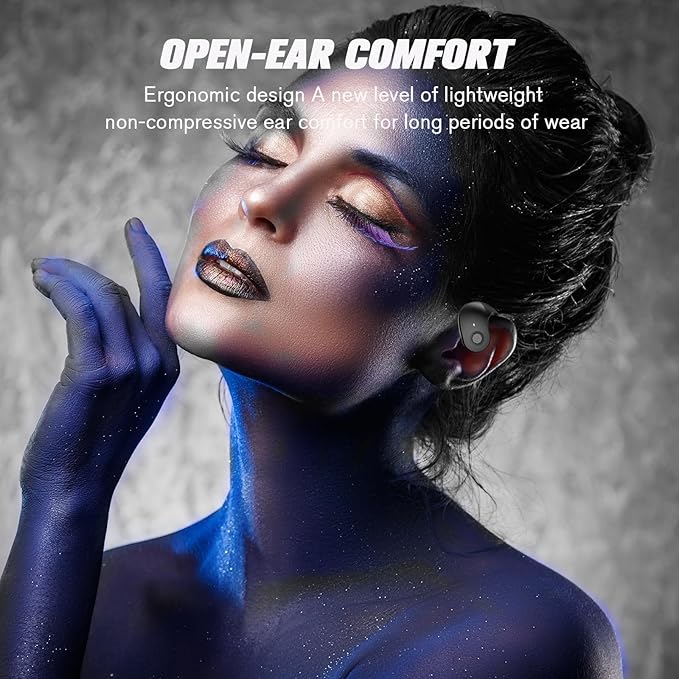 Over The Ear Earbuds Open Ear Buds Headphones Over Ear Air Bone Conduction Earbuds Earphones Bone Conducting Air Bone Conduction Headphones Bluetooth Over-Ear Black